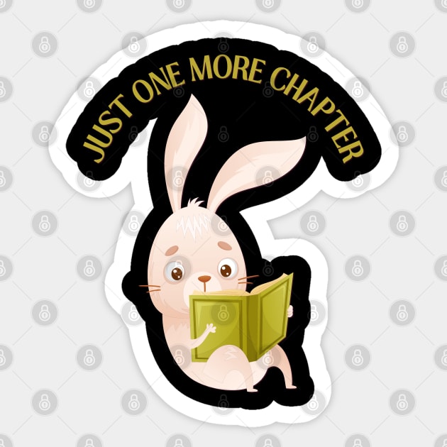 Little bunny reading book Just one more chapter I Love Books Bookoholic Sticker by BoogieCreates